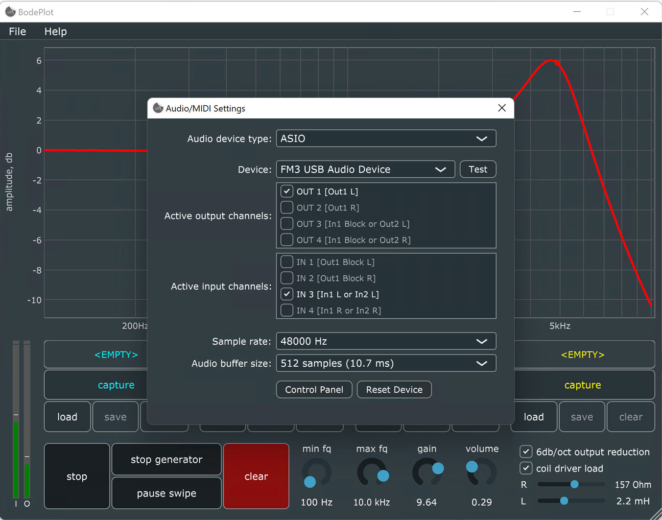 configuring bode plot for fractal audio fm3